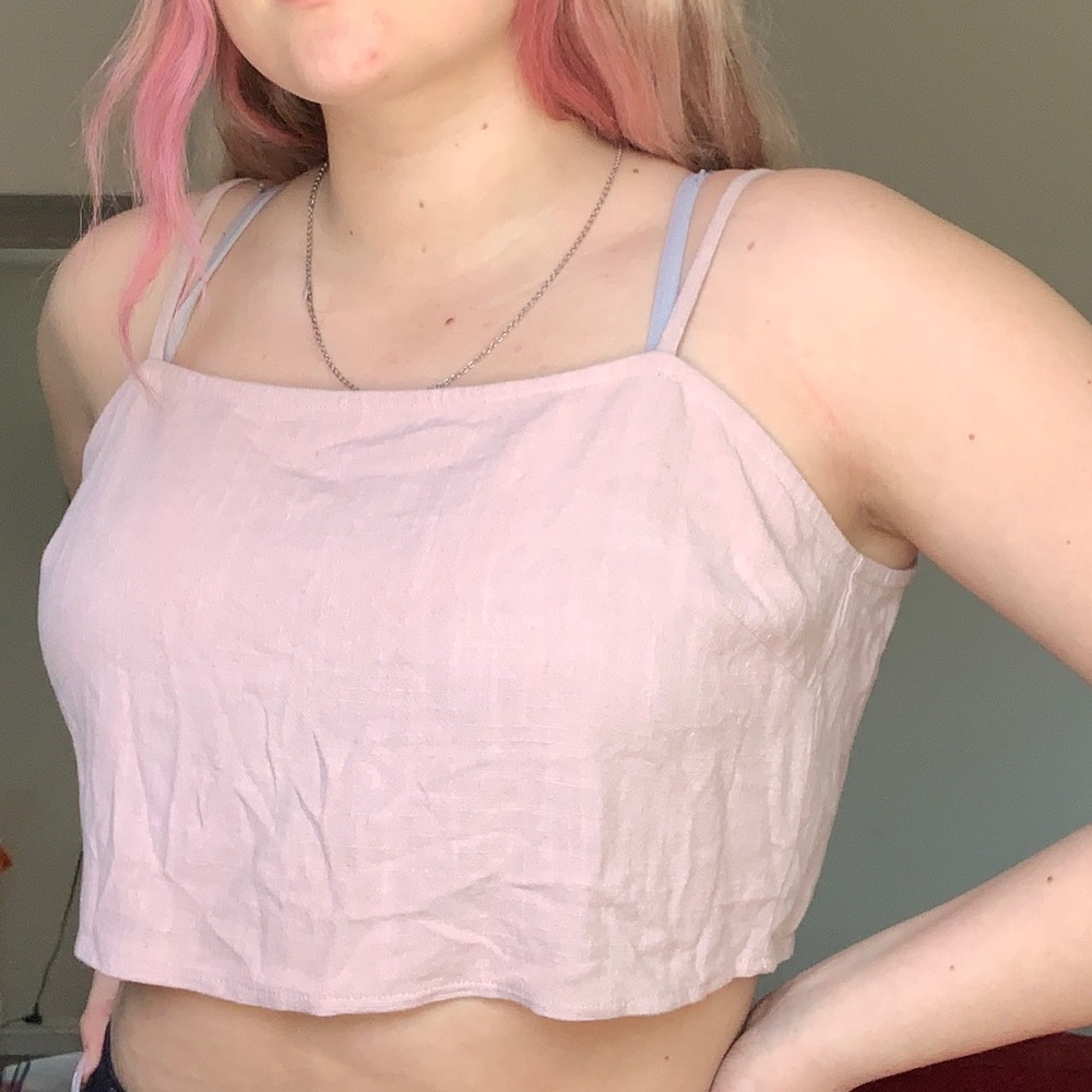 Light pink backless tie top